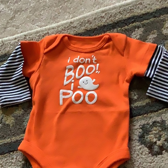 Celebrate Halloween onesie I didn’t boo I poo orange with black Newborn … - Picture 4 of 6